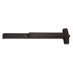 Rim-type exit device with touchbar style in bronze finish. Designed for doors up to 3 ft wide. ADA compliant for accessible push-bar operation. Suitable for commercial egress applications.