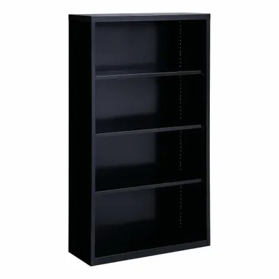 HIRSH Bookcase: Black, Steel, 60 in Overall Ht, 34 1/2 in Overall Wd, 13 in Overall Dp - Stationary Bookcases