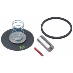 This repair kit for solenoid valves includes a gasket, plunger assembly, spring, and instructions. It is used to replace worn internal components in fluid control systems, restoring proper valve function.