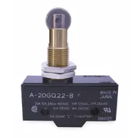 OMRON Snap Action Switch: Roller Plunger Actuator, 1NO/1NC, Screw (MPN A-20GQ22-B)