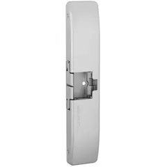 Rim electric strike designed for exit devices in access-control systems. Stainless steel construction with 9 in height. Operates on 12V AC/DC input. Performance Duty Rating 1 - Heavy Duty for demanding applications.
