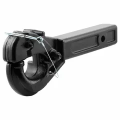 This pintle hook from CURT is constructed from steel with a powder-coated finish. It is rated for a gross trailer weight capacity of 2,000 lb and a gross vehicle weight capacity of 10,000 lb. Commonly used for towing trailers in agricultural, construction, and industrial settings.