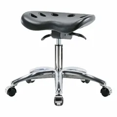 APPROVED VENDOR Polyurethane Lab Stool, 17-1/2 to 22-1/2 in Height, 17 in Seat Width, 14 in Seat Depth, Aluminum Base, 5 Casters, Black