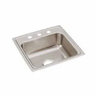 ELKAY Bowl Drop-In Sink: 19 1/2 in Overall Lg, 19 in Overall Wd, 7 3/8 in Bowl Dp, 16 in Bowl Lg (MPN LR19193)