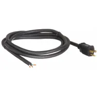 APPROVED VENDOR Power Cord: 8 ft Lg, 3/12, 5-15P Plug, Bare Wire Receptacle, SJO, Rubber, 125V AC