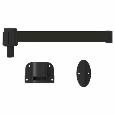 BANNER STAKES Retractable Belt Barrier System: Anchors/Screws, 15 ft Belt Lg, Pattern - Wall-Mount Retractable Belt Barriers