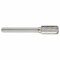 Corner-radius double-cut cylinder bur with 5/16" x 3/4" head and 1/4" shank. Designed for material removal, deburring, and shaping in metalworking. Suitable for contouring, edge breaking, and finishing on ferrous and non-ferrous materials