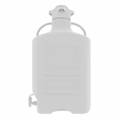 APPROVED VENDOR Dual-Handle Rectangular Carboy with Spigot, 40 L, Colorless, Wide Mouth, 120 mm Screw Closure, Autoclavable