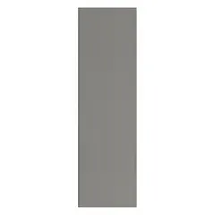 This pilaster is a vertical support column for commercial bathroom partitions. It features a polymer inner core with a pebble-textured charcoal finish. Dimensions: 82 inches high, 24 inches wide, 1 inch thick. Suitable for use in restroom stall systems requiring structural stability and privacy.