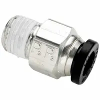 PARKER Push-Fit Fitting: 5/16 in OD x 3/8 in Pipe Size, Push-to-Connect x MNPTF, Brass, Silver (MPN W68PLP-5-6)