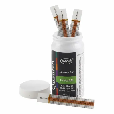 HACH Chemical Test Strips: Test Strips, 40 Tests, 1 3/4 in Overall Lg, 1 3/4 in Overall Wd - Single-Parameter Test Strips