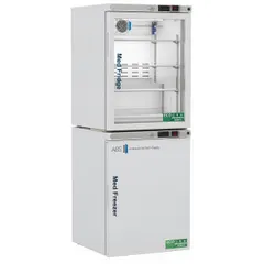 This pharmacy refrigerator-freezer provides 5.4 cu ft of refrigerator capacity for storing temperature-sensitive medications, vaccines, and biological samples. It features a swing solid door and an overall depth of 24 inches, suitable for clinical and laboratory environments requiring reliable cold storage.