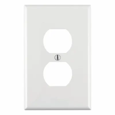 LEVITON Wall Plate: Duplex Outlet, 1 Gang, White - General Purpose Wall Plates