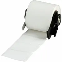 Nylon wraparound label, black on white, sized 1 in x 1 1/2 in. Designed for wire gauges from 10 AWG to 4 AWG. Compatible with M610 printer series and requires M61-R4310 ribbon. Used for permanent identification of wires and cables in industrial panel building, electrical maintenance, and OEM wire marking