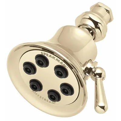 SPEAKMAN Fixed Showerhead: Retro S-2254, 2.5 gpm Fixed Showerhead Flow Rate, Brass - Multi-Pattern Fixed Showerheads