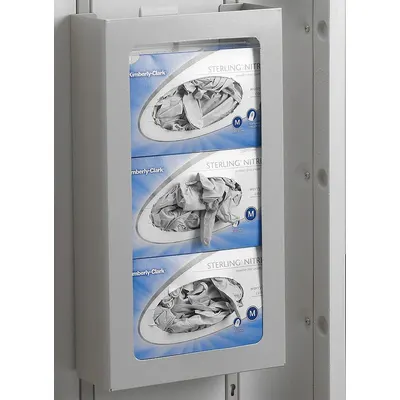 METRO Glove Box Holder, Polymer, White, 18 3/8 in W x 10 1/8 in D x 4 in H - Side-Mount Accessories for Medical Carts