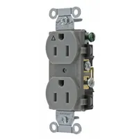 BRYANT Receptacle: Duplex, 5-15, Gray, 125V AC, 15 A, 2 Pole / 3 Wire (MPN CR15IGRY)
