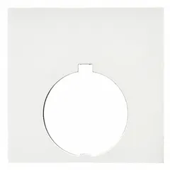 Square legend plate for Series 10250T push buttons, with a 30 mm panel mounting size. Constructed of non-metallic plastic with a white/silver face and black notch. Used to label and identify push buttons in industrial control stations.