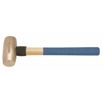 AMERICAN Bronze Mallet: Wood Handle, Textured Grip, 5 lb Head Wt, 2 in Dia - Bronze Mallets
