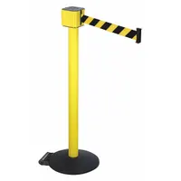 RETRACTA-BELT Barrier Post with Belt: Black/Yellow, Diagonal Stripe, No Legend, 30 ft Belt Lg (MPN PM412-30YA-BYD)