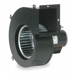 OEM replacement direct-drive blower with 2 7/8-inch wheel diameter. Delivers 59 cfm airflow at 1/100 hp. Operates on 115V AC, single phase, with an open motor housing and clockwise rotation. Suitable for ventilation, cooling, or exhaust in industrial machinery and enclosures.