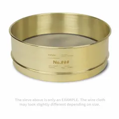 Test sieve with 12 in outside diameter and 4 1/4 in height. Stainless steel screen cloth with 1.50 in US Standard opening, brass frame. Conforms to ASTM E11. Used for particle size analysis and classification of coarse materials in laboratory and industrial settings.