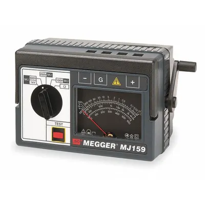 MEGGER Megohmmeter: 10 kiloohm to 2 gigohm, CAT III, IP54, Analog, No Output - Megohmmeters for Harsh Environments