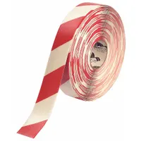 Floor Marking Tape: Extra-Durable, Striped, Red/White, 2 in x 100 ft, 50 mil Tape Thick (MPN 2RWCHVRED)