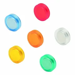 This green plastic-coated neodymium disc magnet has a 25 mm outside diameter and 6 mm thickness, with a maximum pull force of 0.9 lbf. The encased design protects surfaces from scratches and resists corrosion. Suitable for light-duty holding, positioning, and fixturing tasks in industrial jigs and material handling.