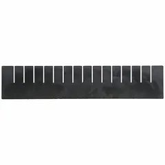 Plastic divider in black, 20 5/8 in x 4 1/2 in, for use with LEWISBINS DC3050-XL container. Subdivides the container into smaller compartments for organizing and protecting components in ESD-sensitive environments.