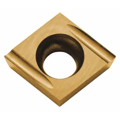 Diamond indexable turning insert for precision machining of non-ferrous materials. Used in turning, facing, and profiling operations to achieve high surface finish and extended tool life.