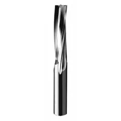 Solid carbide spiral upcut router bit with 3 flutes, 1/2" cut diameter, and 1-5/8" length of cut. Designed for finishing operations on plastics and wood, delivering clean edges in CNC and hand-router applications such as sign making, cabinetry, and plastic fabrication.