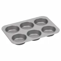 CHICAGO METALLIC Mini Cake Muffin Pan: Aluminized Steel, 6 Slots, 11 1/8 in Overall Wd, 26 ga Gauge (MPN 44305)