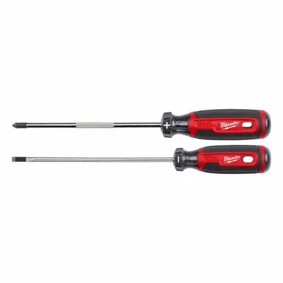 MILWAUKEE Cushion Grip Screwdriver: 1-10 Pieces, 2 Pieces, Cabinet/Phillips/Slotted Tip - General Purpose Screwdriver Sets