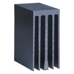The CRYDOM HS151 is a panel-mount aluminum heat sink with an integrated fan for active cooling. Designed for use with single or dual solid state relays, it provides a thermal resistance of 1.5°C/W. Suitable for industrial control panels where heat dissipation is required to maintain relay performance.
