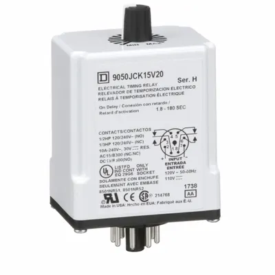 SCHNEIDER Single Function Time Delay Relay: Socket Mounted, 110V AC, 10 A - Socket-Mounted Relays