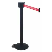 RETRACTA-BELT Barrier Post with Belt: Red, No Pattern, Authorized Access Only, 30 ft Belt Lg, Black (MPN PM412-30BA-AAO)