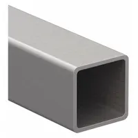 Square Tube Profile: 1 in x 1 in, 6 ft Lg, 0 Open Slots, Aluminum, 9000-72