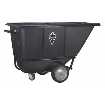 TOUGH GUY Tilt Truck: 13.5 cu ft, 1,400 lb, 65 in L x 29 1/2 in W x 37 1/4 in H, Black - Forkliftable Steel-Reinforced Plastic Tilt Trucks