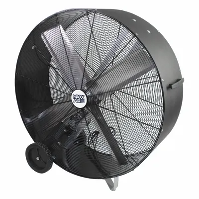 MAXX AIR Cooling Fan: 48 in Blade Dia, 120V AC, Mobile, 3/4 hp, Belt Drive - High-Velocity Industrial Floor Fans