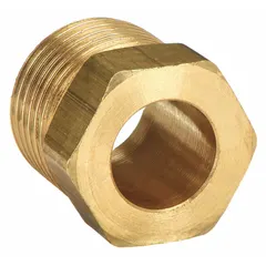 Brass inverted flare tube fitting nut for 1/4 in OD tubing. Features 7/16-24 thread size A. Meets SAE J512 standards. Sold in a 10-pack. Used to create leak-tight connections in fluid systems.