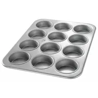 CHICAGO METALLIC Jumbo Muffin Pan: Aluminized Steel, 12 Slots, 13 1/2 in Overall Wd, 26 ga Gauge (MPN 43515)