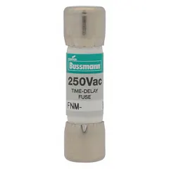 Time-delay cylindrical fuse rated 750 mA, 250 V AC. Midget size with 13/32 in x 1 1/2 in non-indicating body. Provides overcurrent protection for control circuits, motors, and transformers, tolerating inrush currents to avoid nuisance opening.