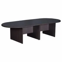 BOSS Conference Table: Racetrack Oval, Melamine/PVC, Black, 120 in Overall Lg, 49 in Overall Wd, PVC (MPN N137-DW)