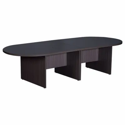 BOSS Conference Table: Racetrack Oval, Melamine/PVC, Black, 120 in Overall Lg - Oval Conference Tables