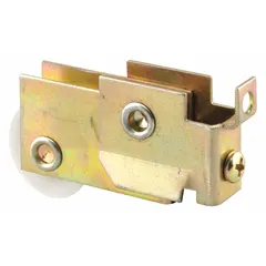This hanging door roller from PRIME-LINE has a width of 3 13/16 inches and supports doors up to 40 lb. It is used for sliding or bypass doors in residential or light commercial applications, fitting standard track widths.