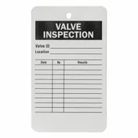 Tag: Valve, 3 in Wd, 5 in Ht, White, Aluminum, Rectangle, Indoor, 25 Tags, 25 PK (MPN TUF-VALV)