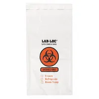 Specimen Transfer Bag: LDPE, Biohazard, 2 mil Thick, Clear, 10 in Overall Ht, Non-Sterile, 1,000 PK