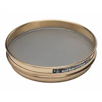 This test sieve has an 8-inch outside diameter with a stainless steel frame and stainless steel screen cloth. It meets AASHTO M92 standards and is used for particle size analysis and classification of granular materials in laboratory testing