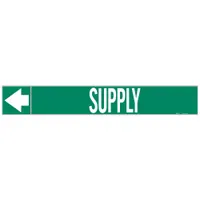 Pipe Marker: Supply, Green, White, Fits 1 1/2 to 2 in Pipe O.D., 25 Pipe Markers, With Arrows (MPN 20472)